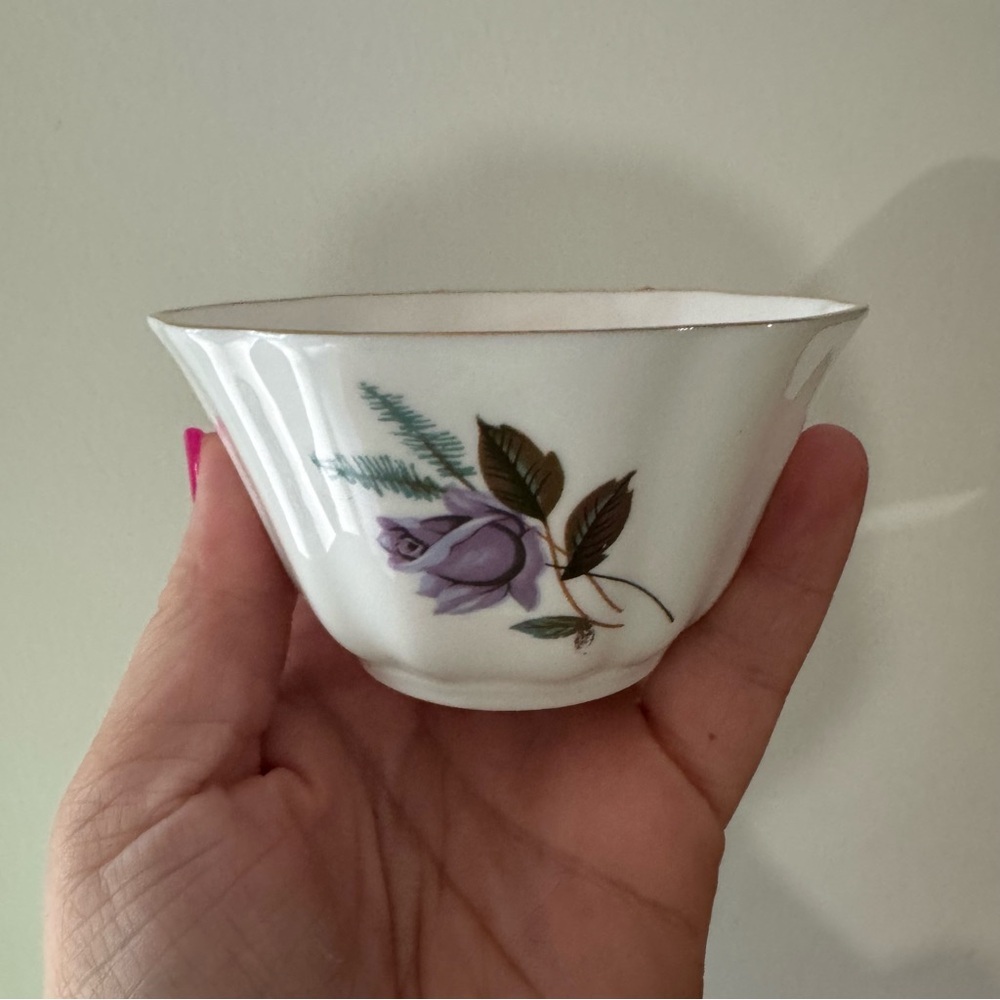 Vintage Royal Grafton Bone China Purple Rose Creamer Sugar Bowl England